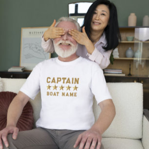 Gouden 3-D sterren aangepaste tekst nautisch ontwe T-shirt