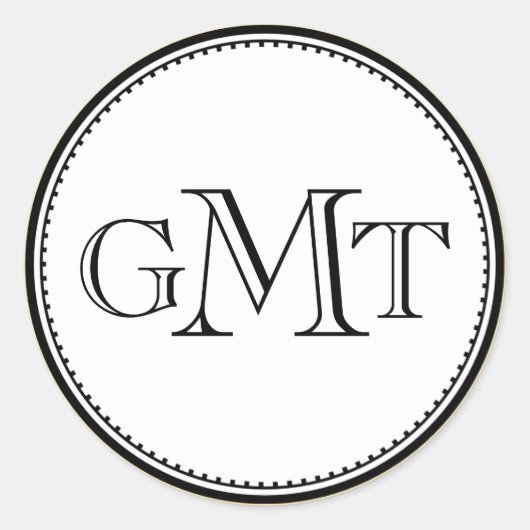 Gouden 3 initialen letter monogram royal elegance  ronde sticker (Voorkant)