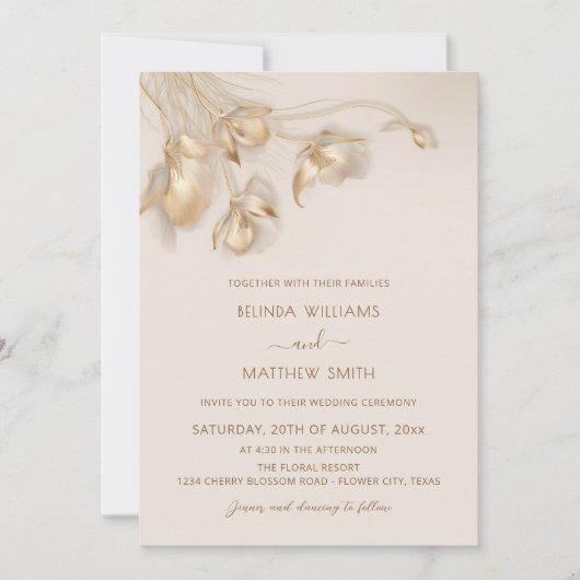 Gouden 3D Bloemen Kaart (Voorkant)