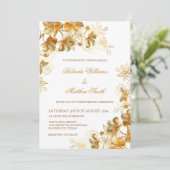 Gouden 3D-bloemen Wit Kaart (Staand voorkant)