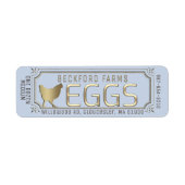 Gouden 3D ingelijste eierkartonetiket met Boerderi Etiket (Voorkant)