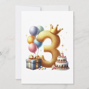 Gouden 3e verjaardag feestdagenkaart