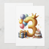 Gouden 3e verjaardag feestdagenkaart (Voorkant / Achterkant)