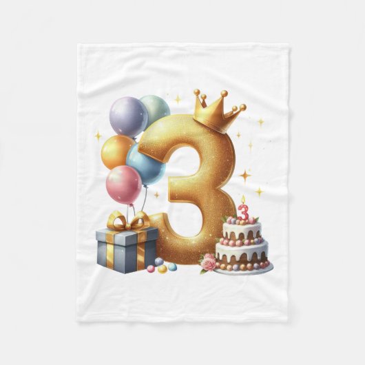 Gouden 3e verjaardag fleece deken (Voorkant)