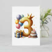Gouden 3e verjaardag folie uitnodiging (Staand Voorkant)