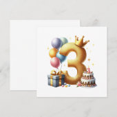Gouden 3e verjaardag kaart (Voorkant / Achterkant)