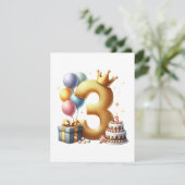 Gouden 3e verjaardag kaart (Staand voorkant)