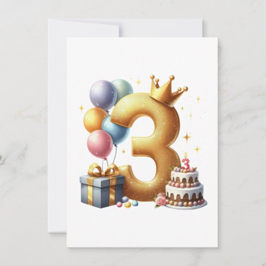 Gouden 3e verjaardag kaart (Voorkant)