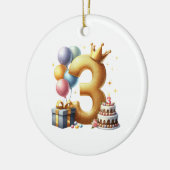 Gouden 3e verjaardag keramisch ornament (Links)