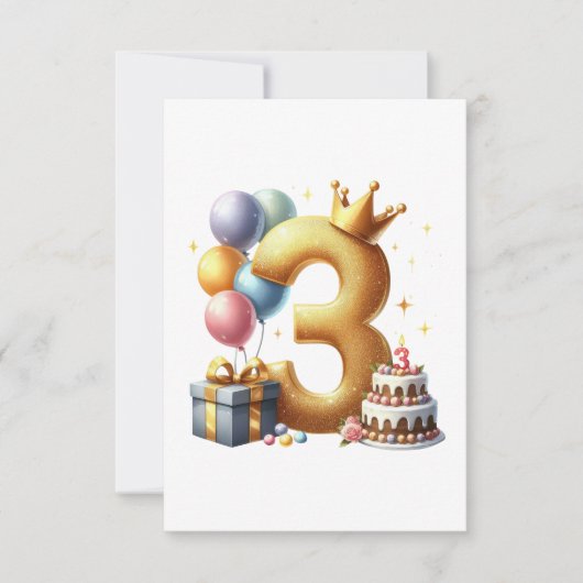 Gouden 3e verjaardag RSVP kaartje (Voorkant)