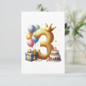 Gouden 3e verjaardag RSVP kaartje (Staand voorkant)