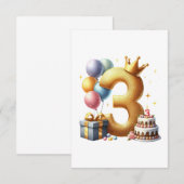 Gouden 3e verjaardag RSVP kaartje (Voorkant / Achterkant)