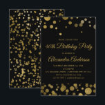 Gouden 40e verjaardagsfeest Gouden Confetti Kaart<br><div class="desc">Gold Fortieth Birthday Party Gold Confetti Invitation. De Gold en Black 40th Birthday Party Invitation is perfect voor een modern 40th Birthday Party.</div>