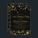 Gouden 40e verjaardagsfeest Gouden Confetti Kaart<br><div class="desc">Gold Fortieth Birthday Party Gold Confetti Invitation. De Gold en Black 40th Birthday Party Invitation is perfect voor een modern 40th Birthday Party.</div>