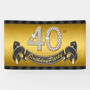 Gouden 40e verjaardagsfeest spandoek