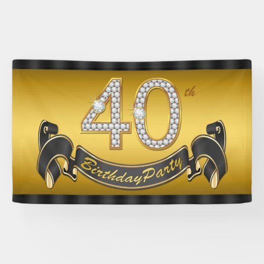 Gouden 40e verjaardagsfeestje spandoek (Horizontaal)