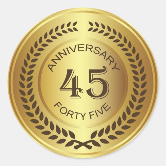 Gouden 45e Jubileum met laurierkrans Sticker (Voorkant)