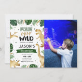 Gouden 4e Dinosaurus Verjaardagsfeestfoto Kaart (Voorkant)