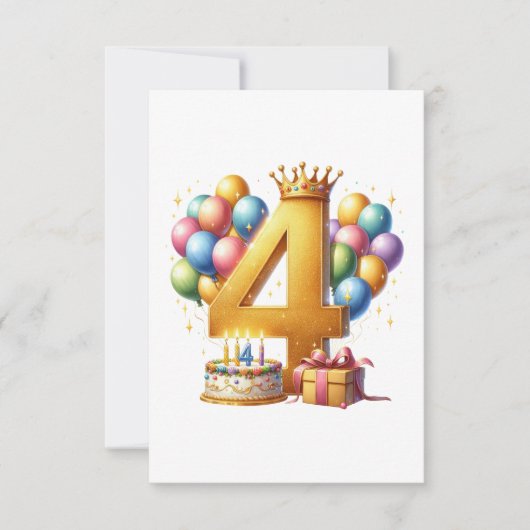 Gouden 4e verjaardag RSVP kaartje (Voorkant)