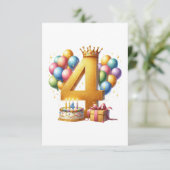 Gouden 4e verjaardag RSVP kaartje (Staand voorkant)