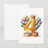 Gouden 4e verjaardag RSVP kaartje (Voorkant / Achterkant)