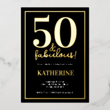 Gouden 50 en Fabulous 50e verjaardag folie uitnodi