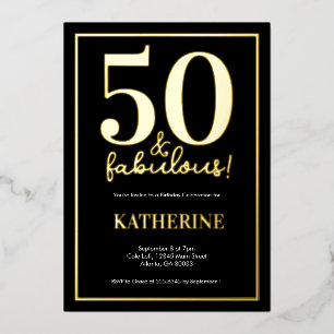 Gouden 50 en Fabulous 50e verjaardag folie uitnodi Uitnodiging