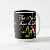 GOUDEN 50 EN FANTASTISCH DIVA-ONTWERP TWEEKLEURIGE KOFFIEMOK (Voorkant rechts)