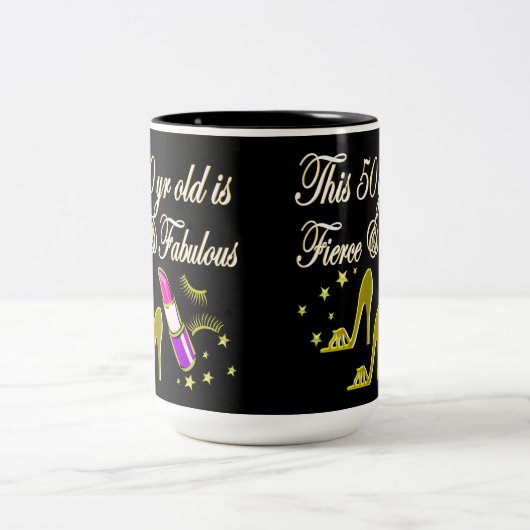 GOUDEN 50 EN FANTASTISCH DIVA-ONTWERP TWEEKLEURIGE KOFFIEMOK (Center)