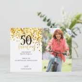 Gouden 50 & Fabulous uitnodigingen voor 50ste verj (Staand voorkant)