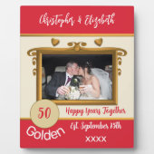 Gouden 50 jaar jubileum voeg namen foto rood fotoplaat (Voorkant)