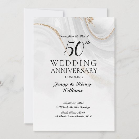 Gouden 50-jarig huwelijksjubileum vieren kaart (Voorkant)