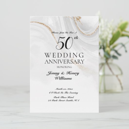 Gouden 50-jarig huwelijksjubileum vieren kaart (Staand voorkant)