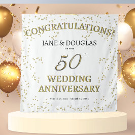 Gouden 50-jarig huwelijksjubileumfeest  wandkleed
