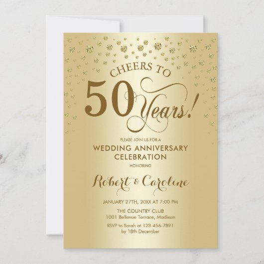 Gouden 50-jarig jubileum uitnodiging (Voorkant)