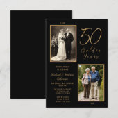 Gouden 50-jarig jubileum uitnodiging (Voorkant / Achterkant)