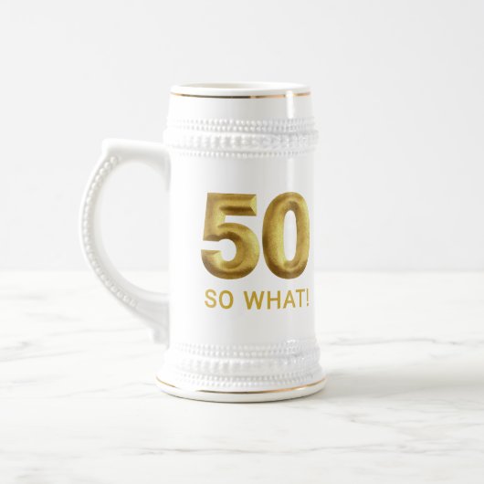 Gouden 50 So What Grappig Verjaardagsfeestje Bierpul (Links)