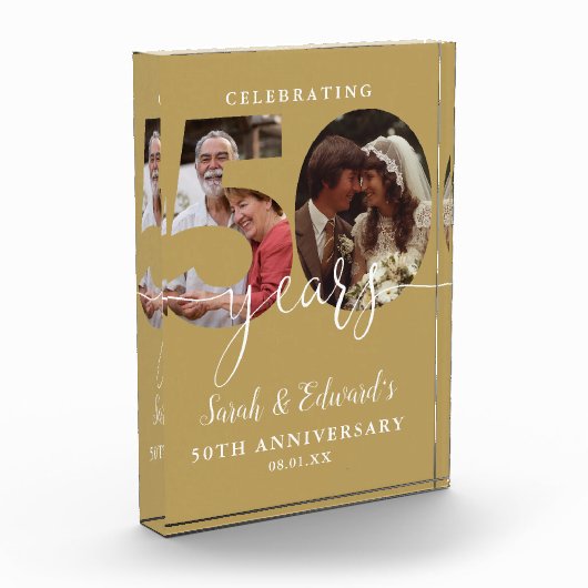 Gouden 50e bruiloft Jubileum 2 Fotoblokken (Links)