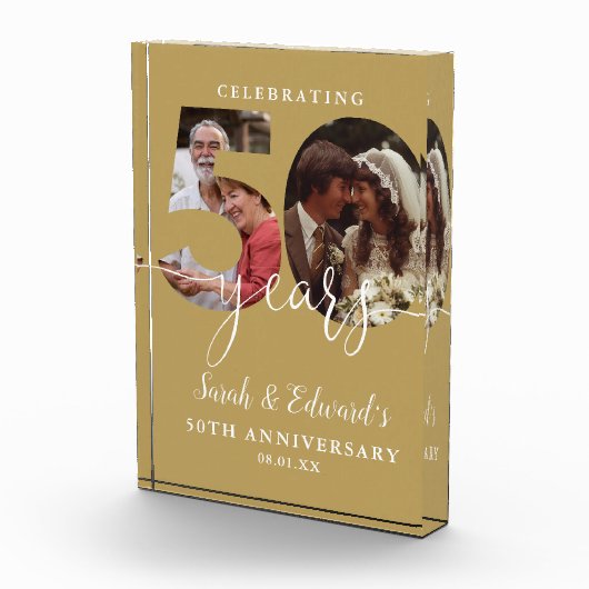 Gouden 50e bruiloft Jubileum 2 Fotoblokken (Rechts)