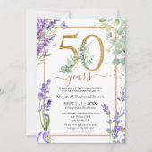 Gouden 50e bruiloft Jubileum Paarse Lavendel Kaart (Voorkant)