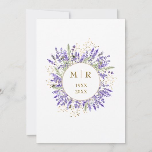 Gouden 50e bruiloft Jubileum Paarse Lavendel Kaart (Achterkant)