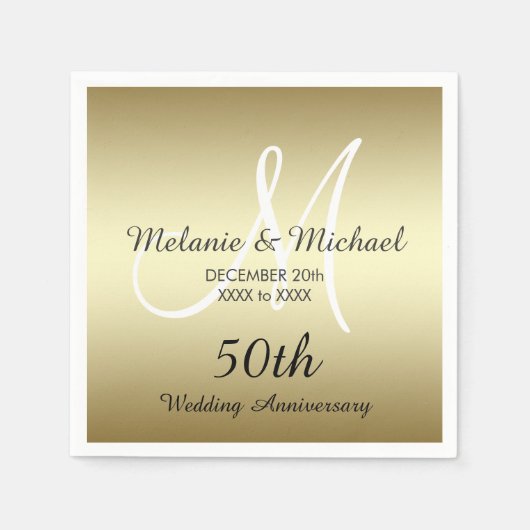 Gouden 50e bruiloft Jubileum Papieren servetten (Voorkant)