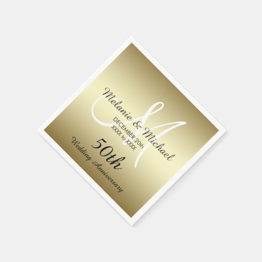 Gouden 50e bruiloft Jubileum Papieren servetten (Hoek)