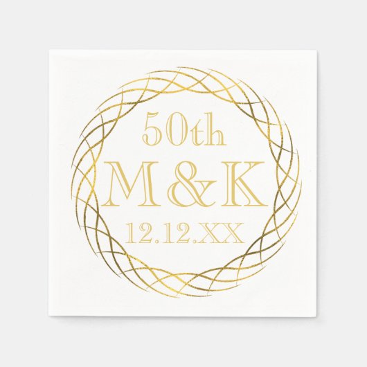 Gouden 50e bruiloft Jubileum Party servetten (Voorkant)