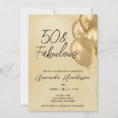 Gouden 50e en Fabulous 50e verjaardagsuitnodiging Kaart (Voorkant)