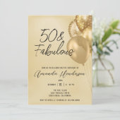 Gouden 50e en Fabulous 50e verjaardagsuitnodiging Kaart (Staand voorkant)