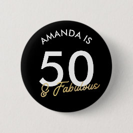 Gouden 50e en Fabulous Verjaardagscadeau Modern Ronde Button 5,7 Cm