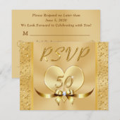 Gouden 50e huwelijksjubileum RSVP met menu Kaart (Voorkant / Achterkant)