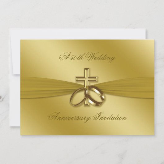 Gouden 50e huwelijksverjaardag uitnodiging met rel (Voorkant)