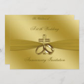 Gouden 50e huwelijksverjaardag uitnodiging met rel (Voorkant / Achterkant)